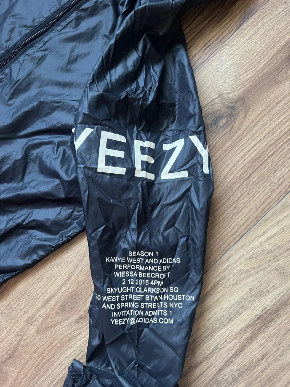 Adidas Yeezy Season 1 Invitation Windbreaker Jacket Black Yeezus Tour 3 Logo